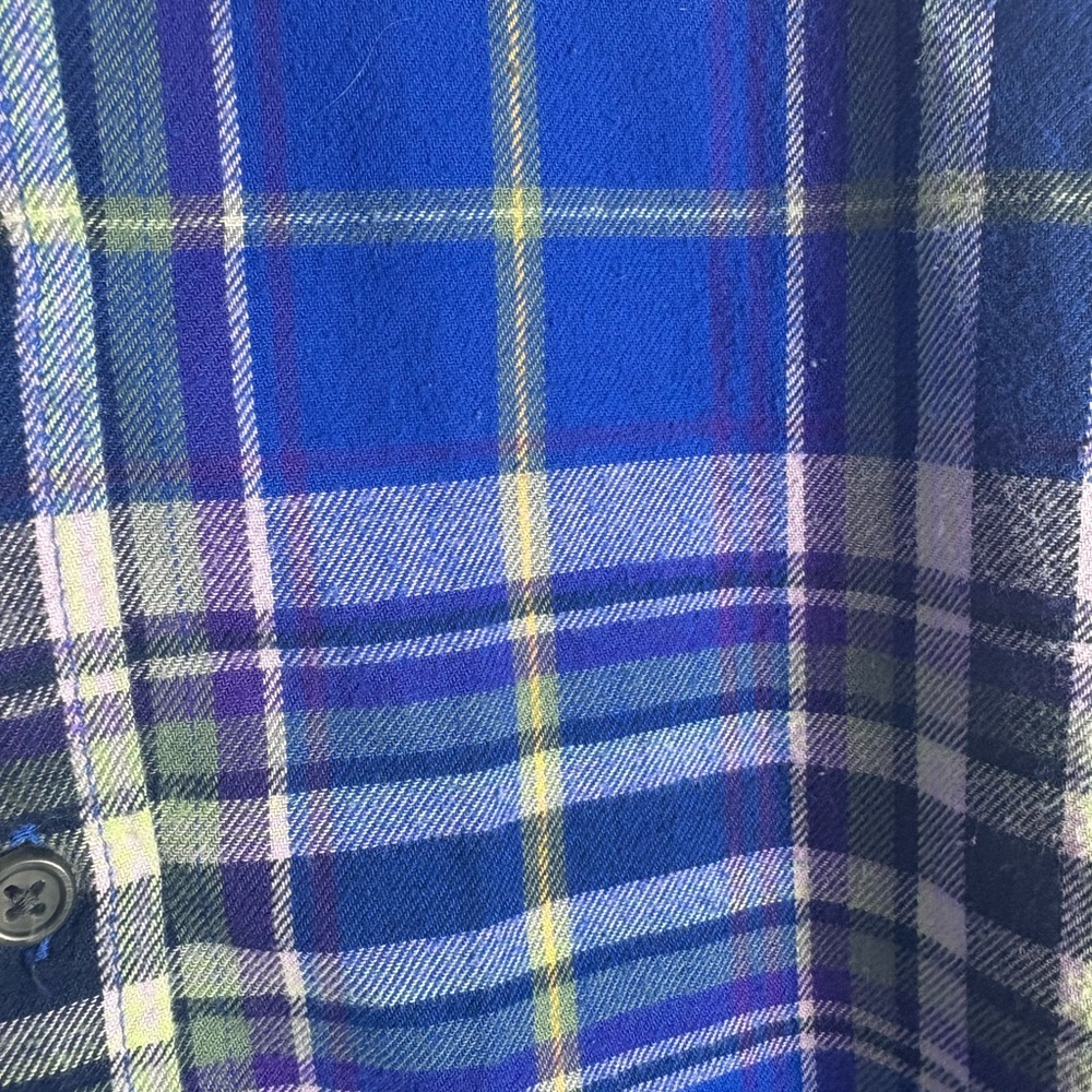 LANDS’ END Button Down Plaid Shirt in Blue/Yellow/White Size M (10-12) -- FALL!! - Picture 6 of 7